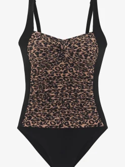 Maillot de bain sans manches à motif léopard intégré