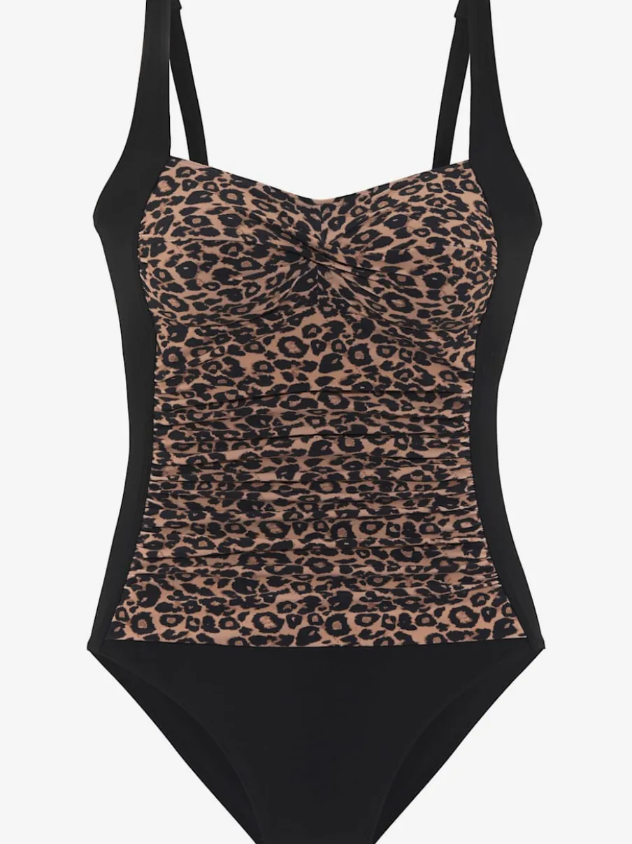 Maillot de bain sans manches à motif léopard intégré