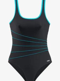 Maillot de bain sportif à bretelles et passepoils contrastés