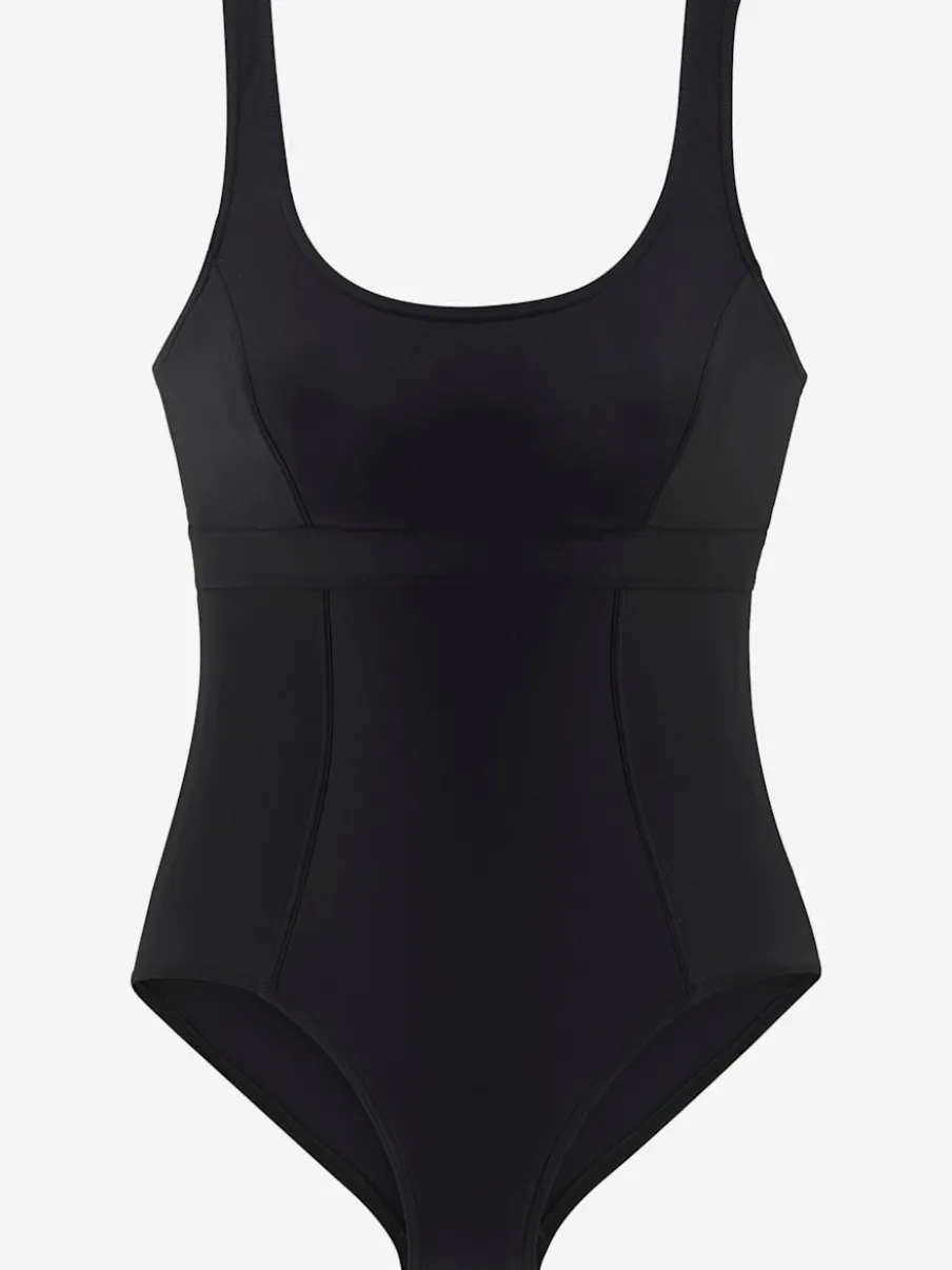 Maillot de bain sportif à décolleté arrondi et empiècement gainant