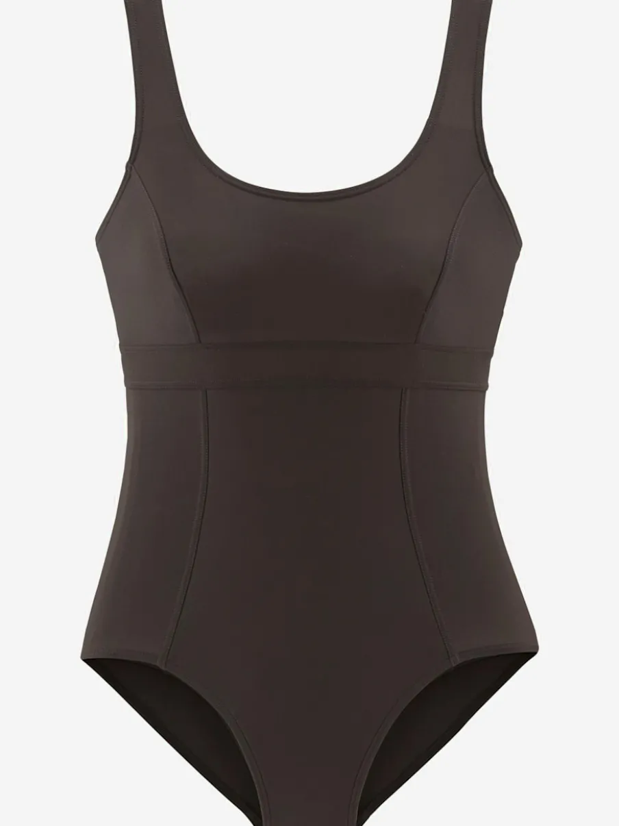 Maillot de bain sportif à décolleté arrondi et empiècement gainant