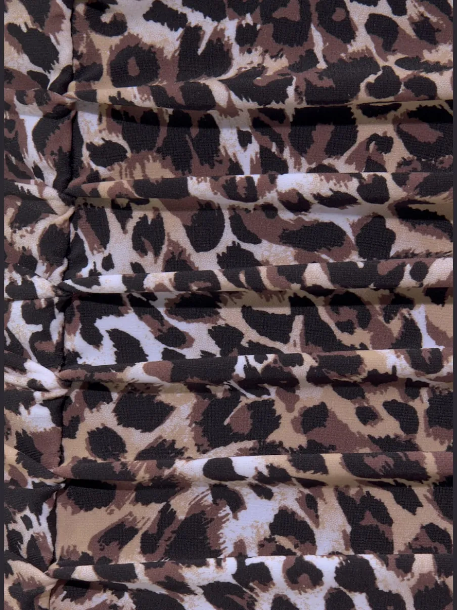 Maillot de bain structurant à imprimé animal avec col V et larges bretelles