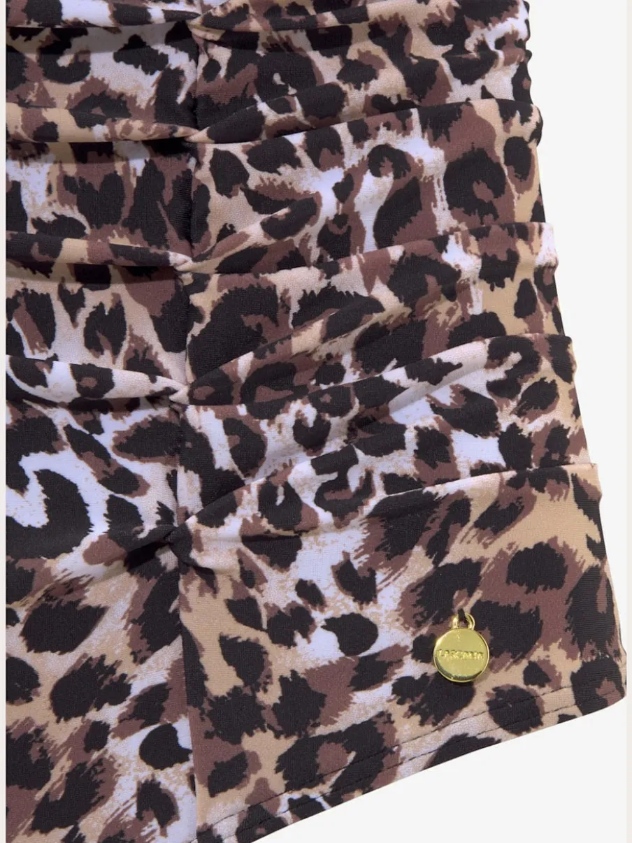 Maillot de bain structurant à imprimé animal avec col V et larges bretelles