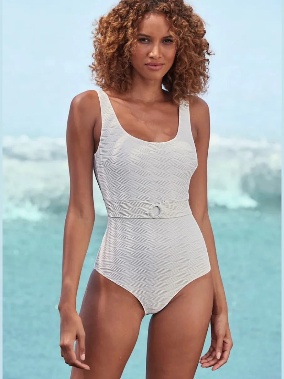 Maillot de bain structuré avec ceinture décorative et bonnets amovibles