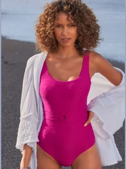 Maillot de bain structuré avec ceinture décorative et bonnets amovibles