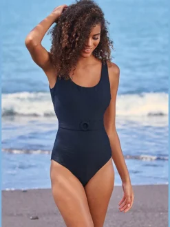 Maillot de bain structuré avec ceinture décorative et bonnets amovibles