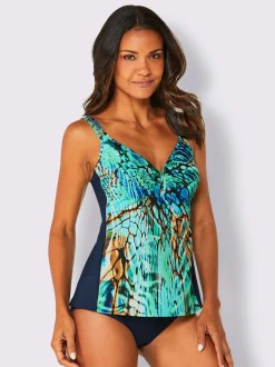 Maillot de bain tankini imprimé avec encolure en V ajustable
