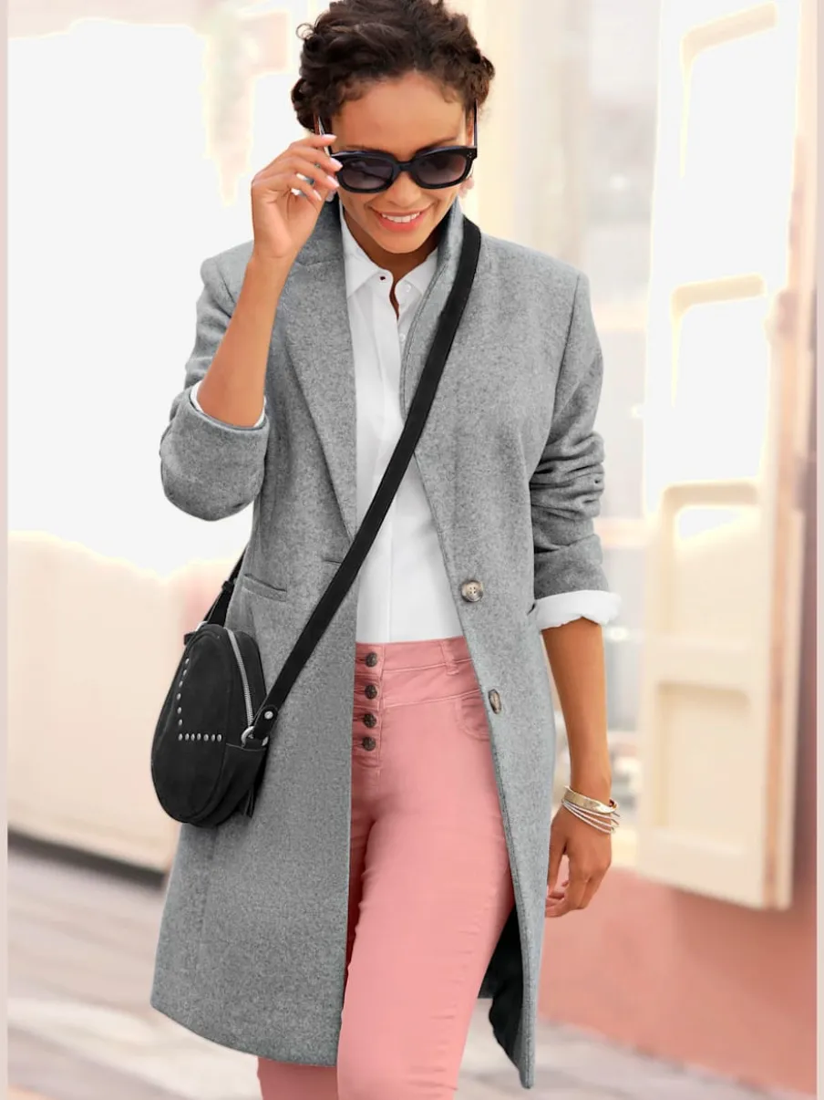 Manteau blazer avec col à revers et boutons imitation corne