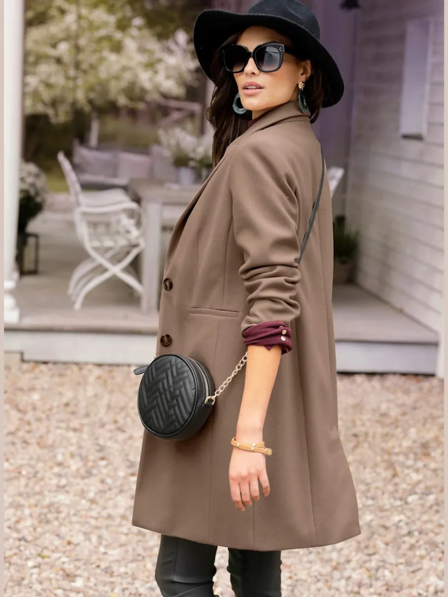 Manteau blazer avec col à revers et boutons imitation corne