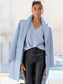 Manteau blazer avec col à revers et boutons imitation corne