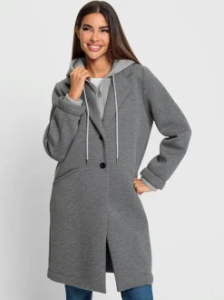Manteau court avec capuche amovible et poches latérales