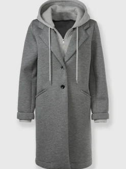 Manteau court avec capuche amovible et poches latérales