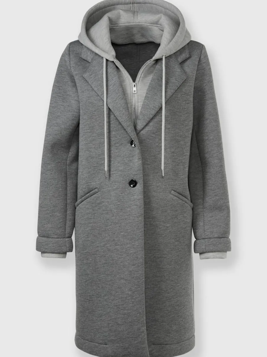 Manteau court avec capuche amovible et poches latérales