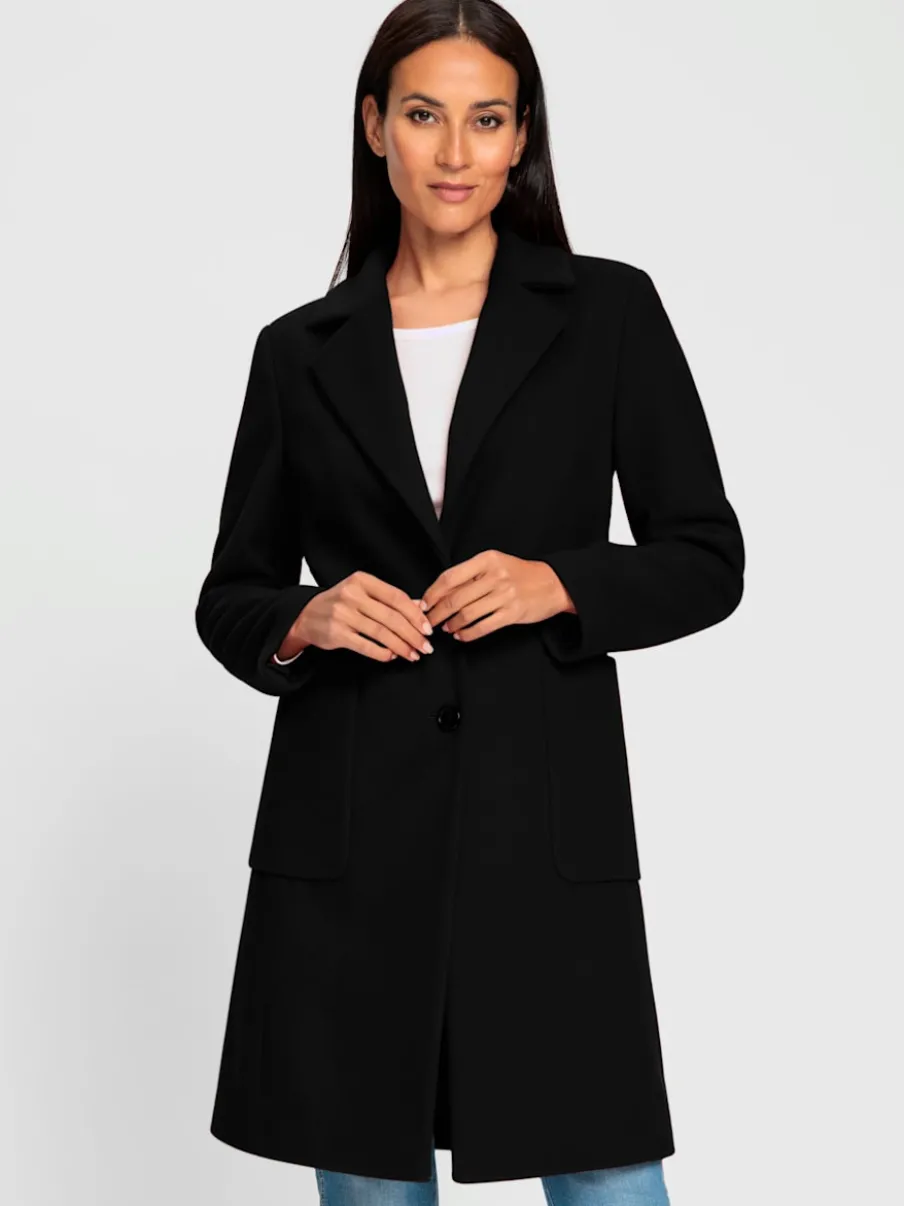 Manteau court à col revers avec grandes poches spacieuses