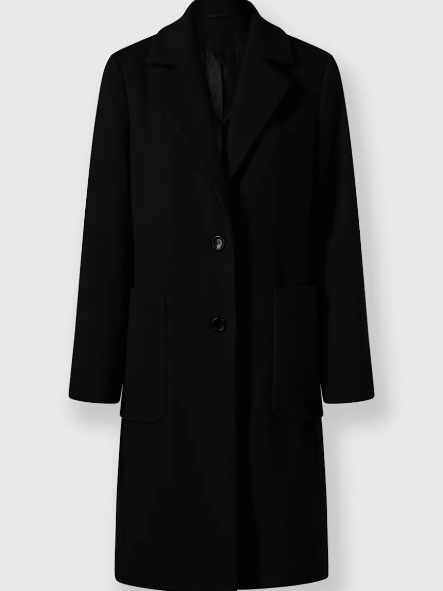 Manteau court à col revers avec grandes poches spacieuses