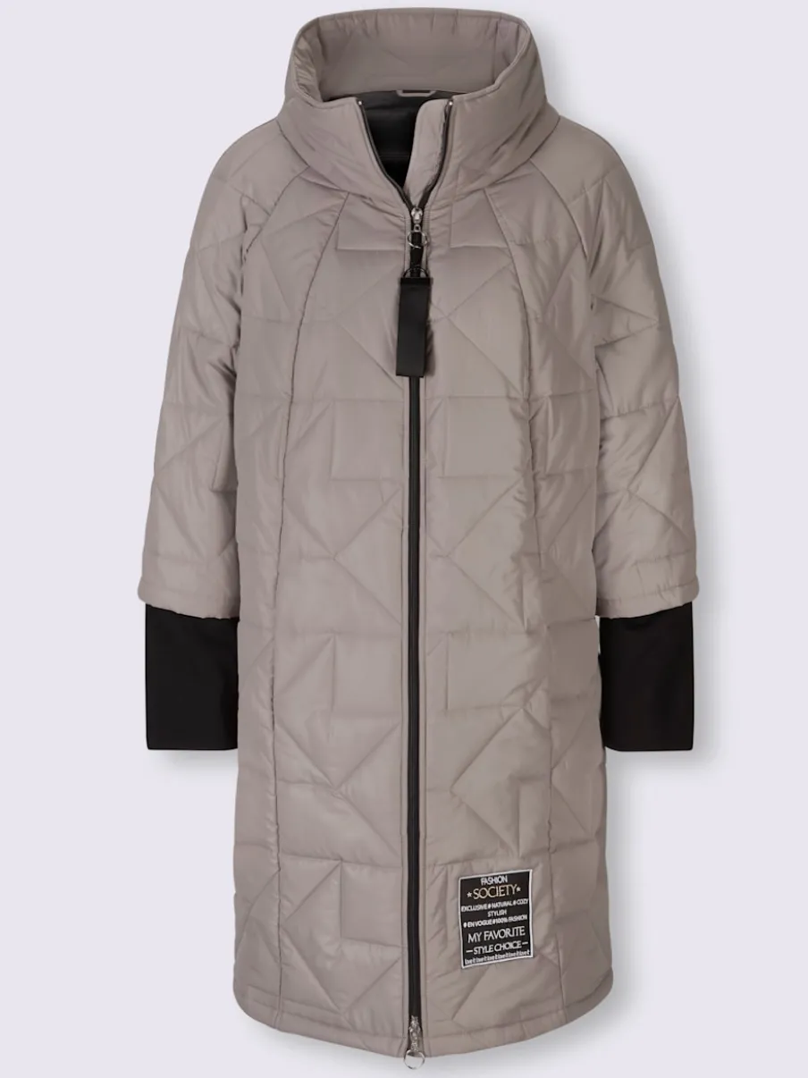 Manteau court matelassé avec logo et poches fendues