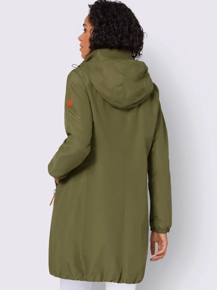 Manteau court microfibre douce avec col montant réglable