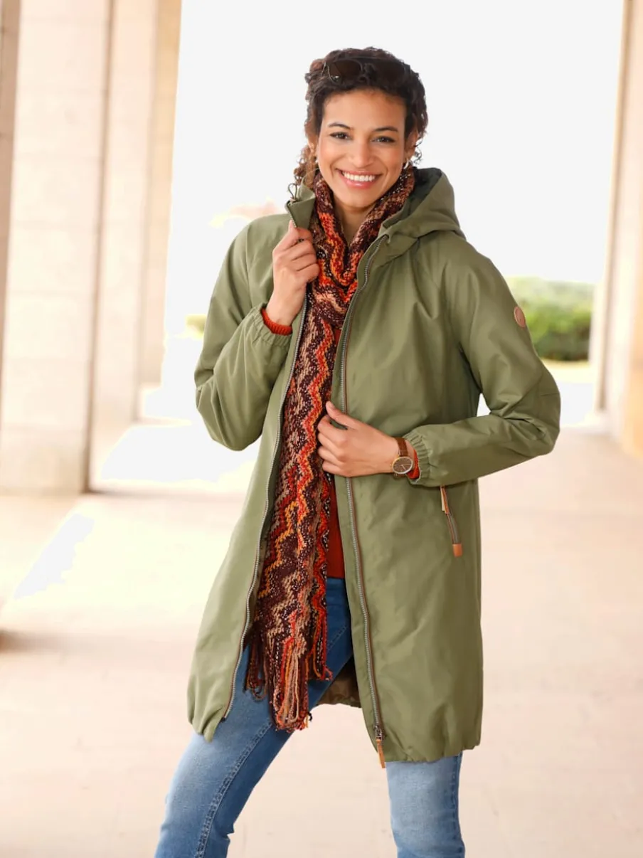 Manteau court microfibre douce avec col montant réglable