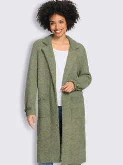 Manteau en tricot bride décorative à la finition des manches