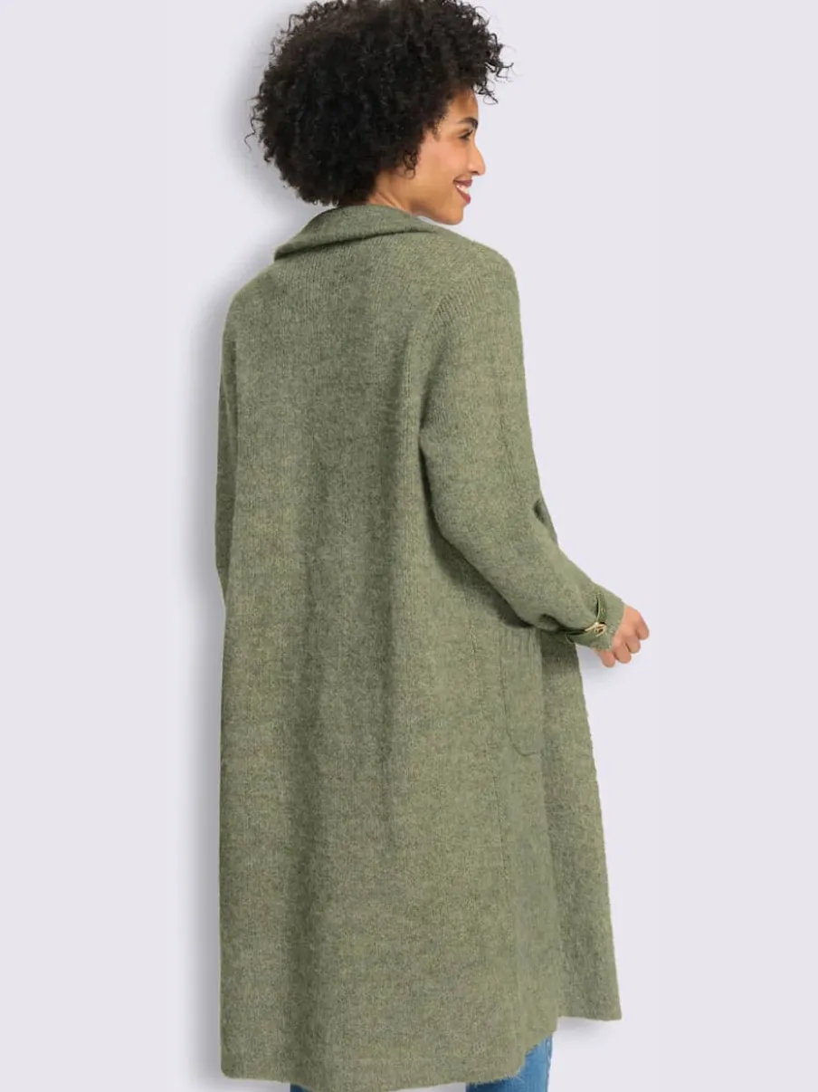 Manteau en tricot bride décorative à la finition des manches