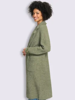 Manteau en tricot bride décorative à la finition des manches