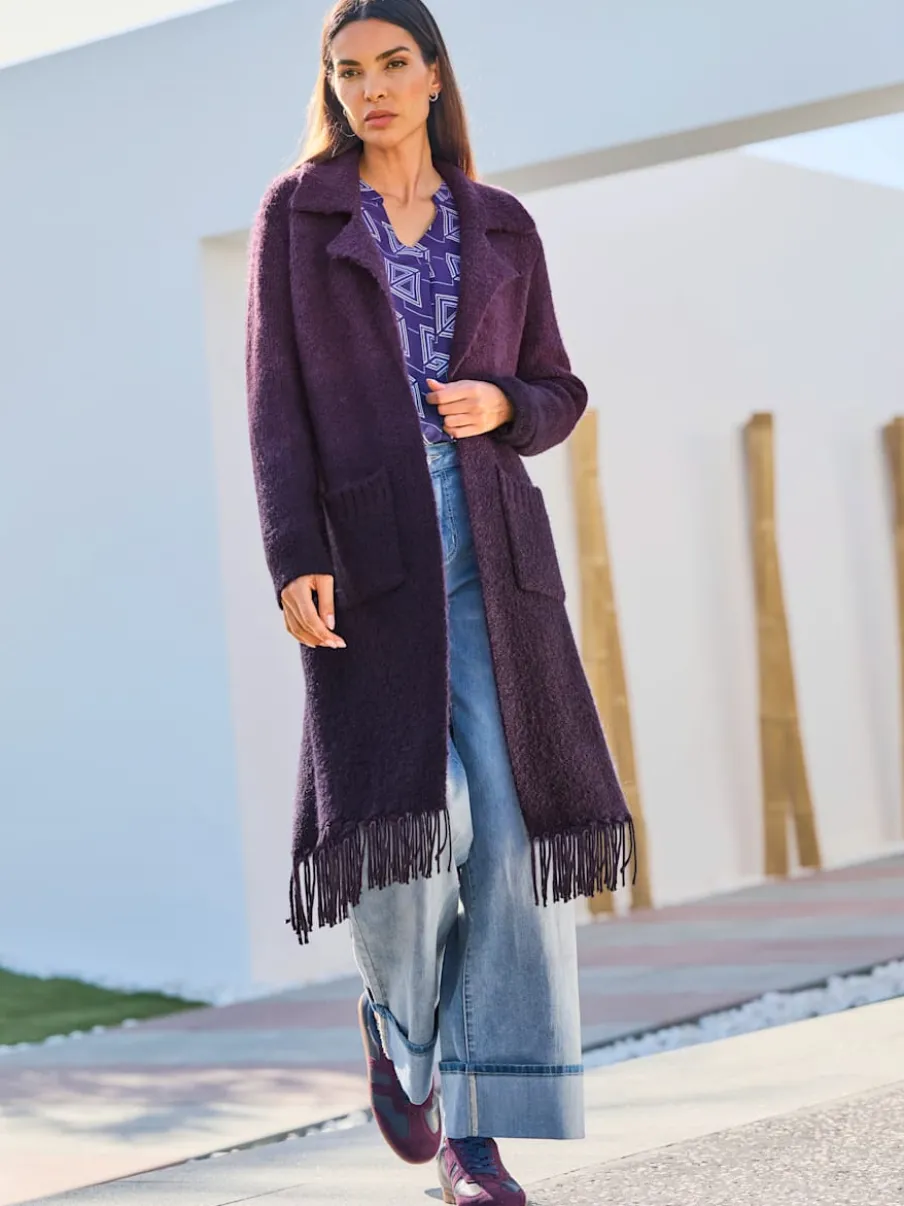 Manteau en tricot franges tendance
