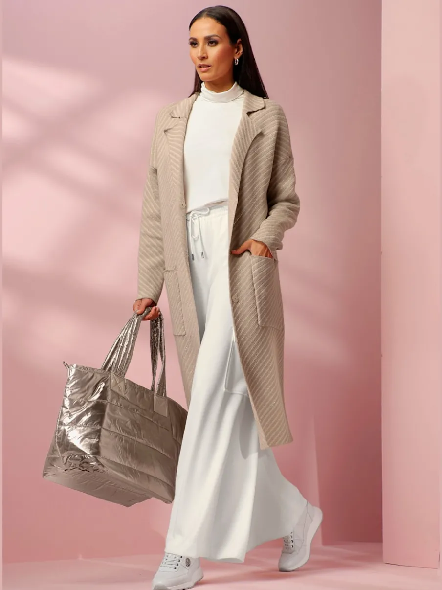 Manteau en tricot rayures diagonales tendance