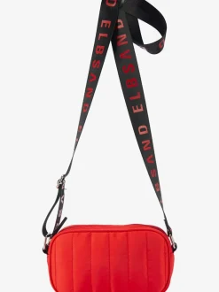 Mini-sac avec matelassage tendance et logo imprimé sur la bandoulière