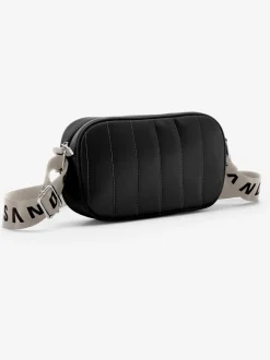 Mini-sac avec matelassage tendance et logo imprimé sur la bandoulière