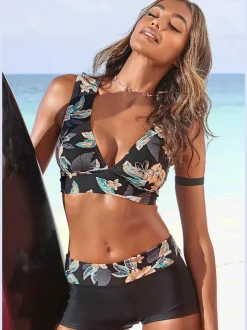 Mini-short de maillot de bain à motif floral en polyamide recyclé