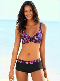 Mini-short Lascana à motifs et soutien-gorge sculptant en maillot de bain