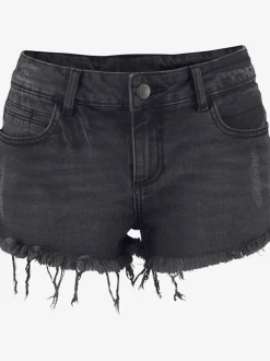 Mini-shorts en jean avec franges et effet vintage
