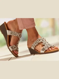 Mules d'été avec petites pierres brillantes tendance et élégantes