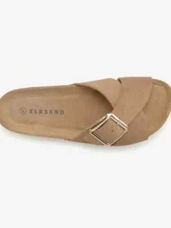 Mules élégantes en cuir velours de qualité avec voûte plantaire en liège confortable