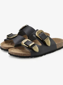 Mules tendance style western avec voûte plantaire en liège confortable pour un confort optimal