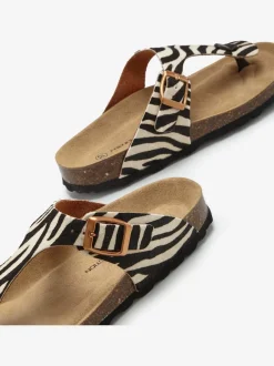 Mules tendance zébrées avec voûte plantaire en liège confortable pour un confort optimal