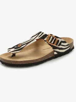 Mules tendance zébrées avec voûte plantaire en liège confortable pour un confort optimal