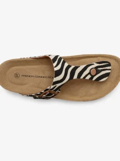 Mules tendance zébrées avec voûte plantaire en liège confortable pour un confort optimal