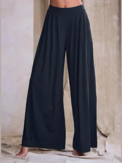 Pantalon ample doux avec pinces et poches latérales
