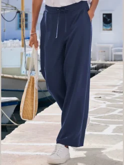 Pantalon ample à poches fendues avec ceinture à cordon