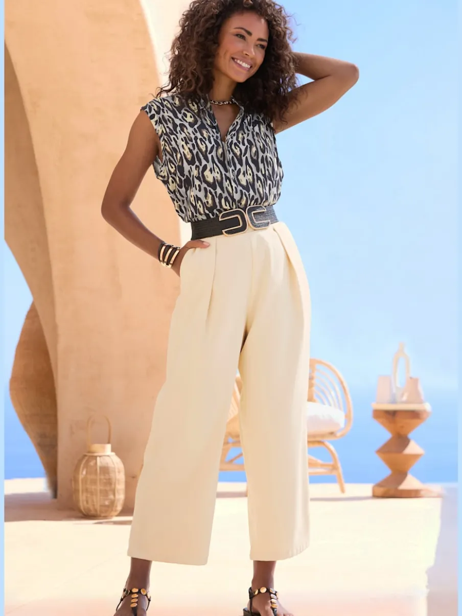 Pantalon 7/8 avec ceinture confortable et poches pratiques