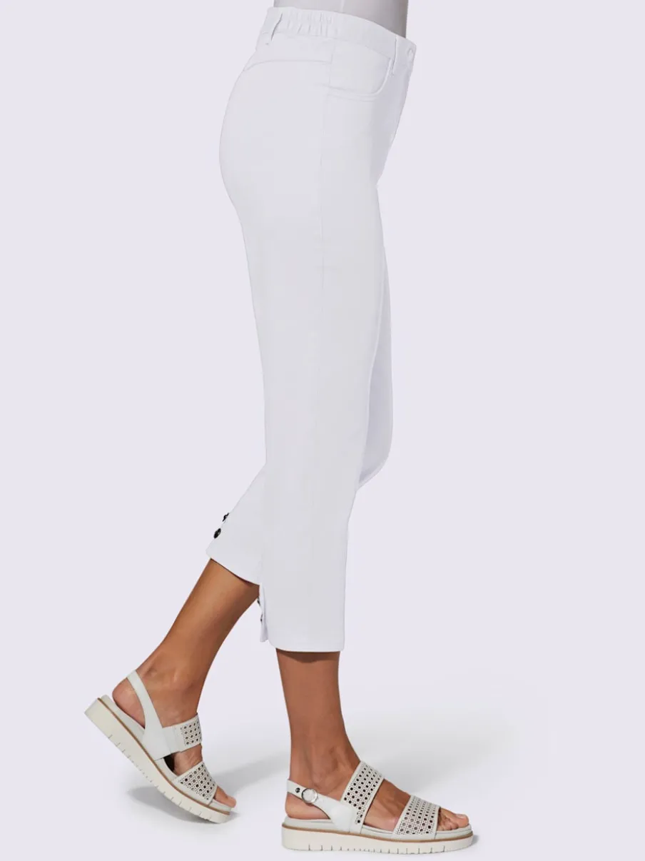 Pantalon 7/8 avec ceinture et fente arrondie deux boutons