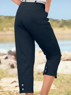 Pantalon 7/8 avec ceinture et fente arrondie deux boutons