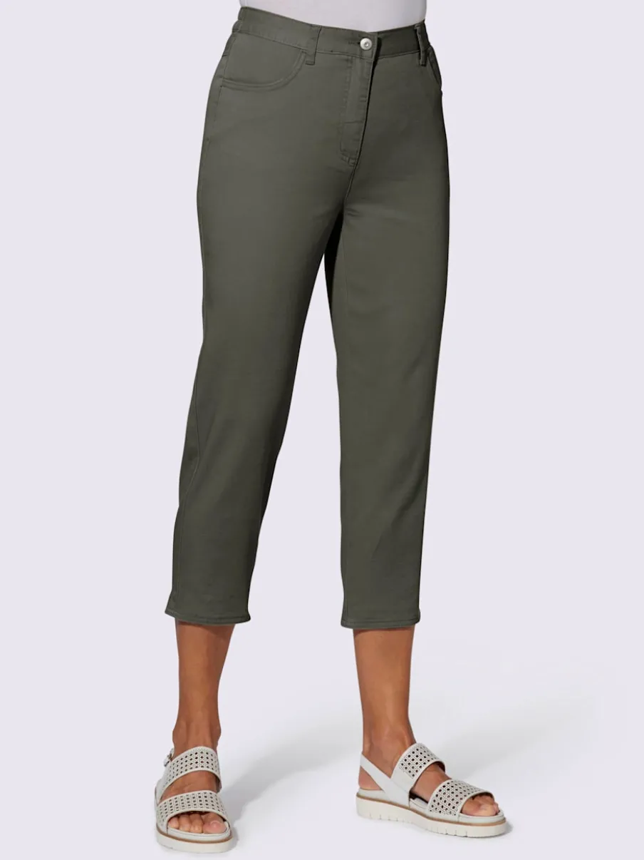 Pantalon 7/8 avec ceinture et fente arrondie deux boutons
