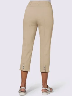 Pantalon 7/8 avec ceinture et fente arrondie deux boutons