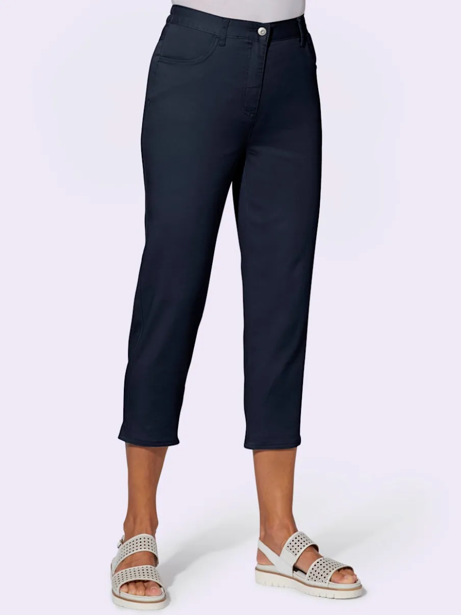 Pantalon 7/8 avec ceinture et fente arrondie deux boutons