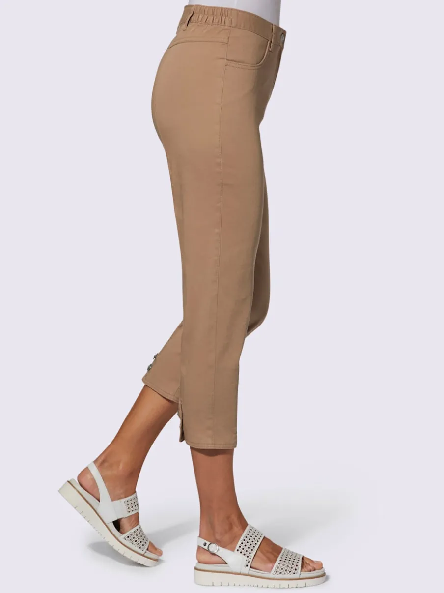 Pantalon 7/8 avec ceinture et fente arrondie deux boutons