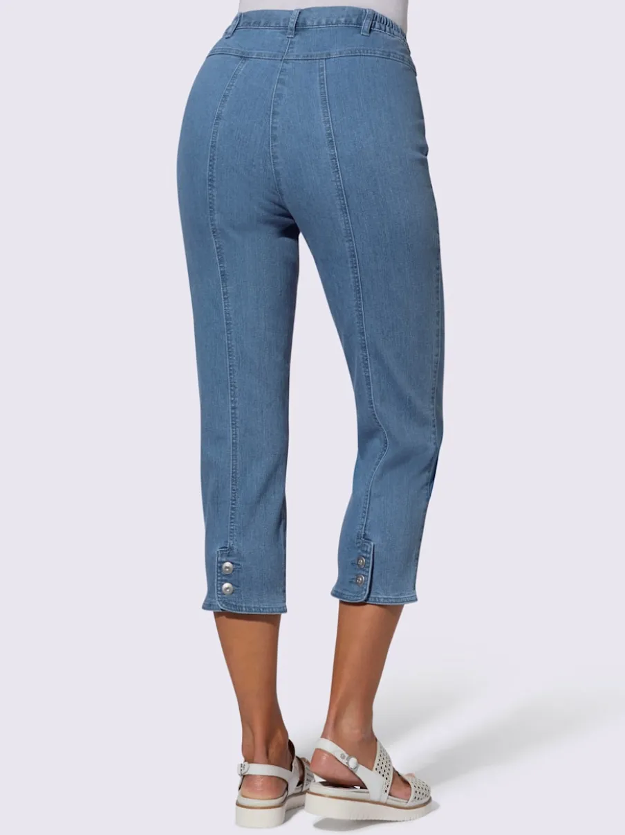 Pantalon 7/8 avec ceinture et fente arrondie deux boutons