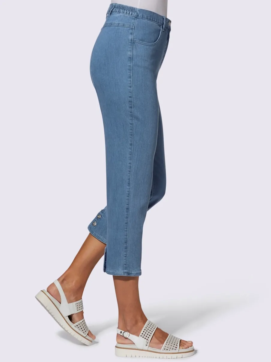 Pantalon 7/8 avec ceinture et fente arrondie deux boutons