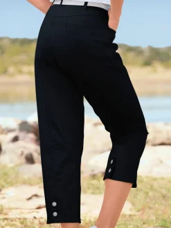 Pantalon 7/8 avec ceinture et fente arrondie deux boutons